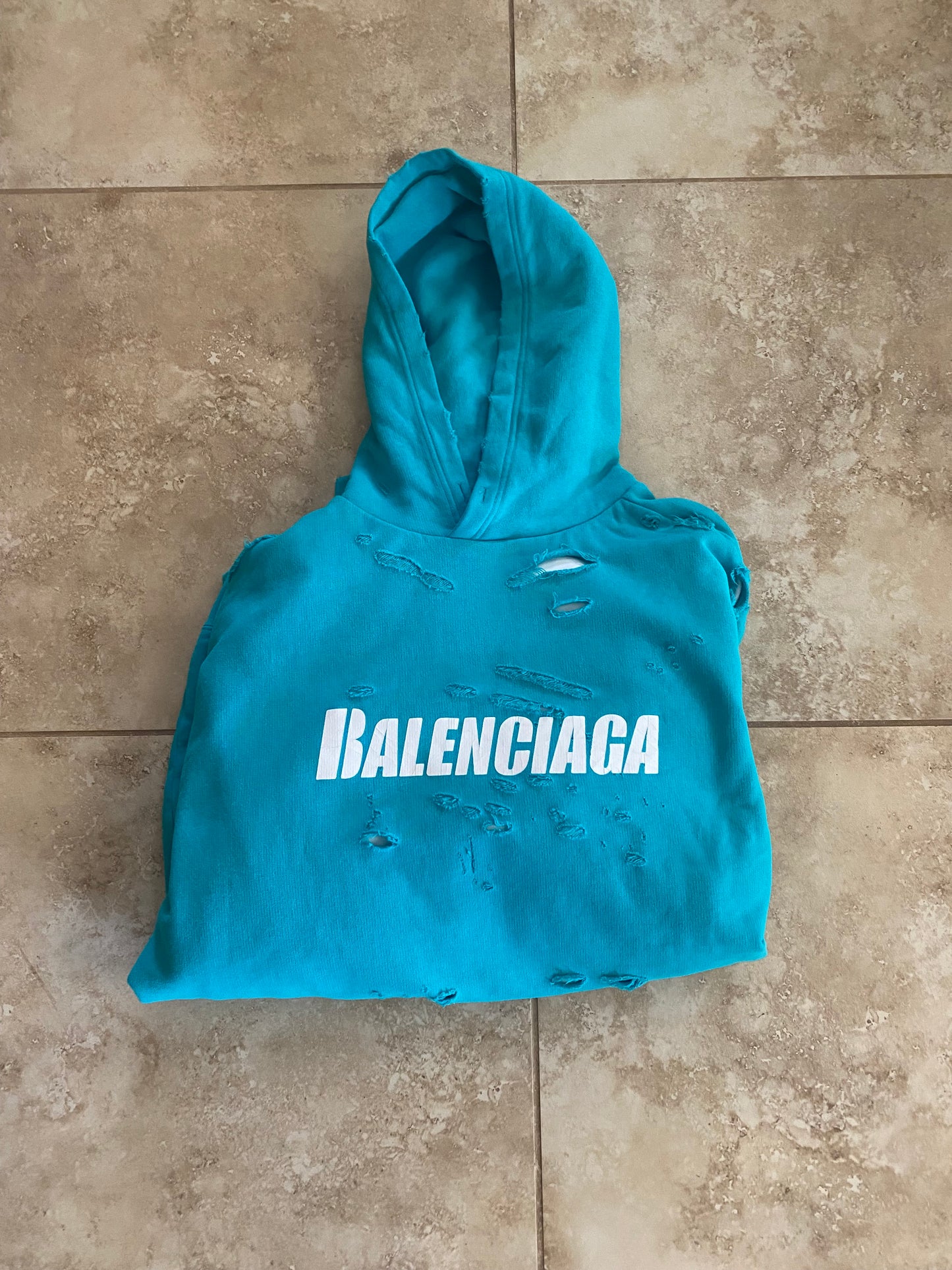 Balenciaga Destroyed Logo Hoodie