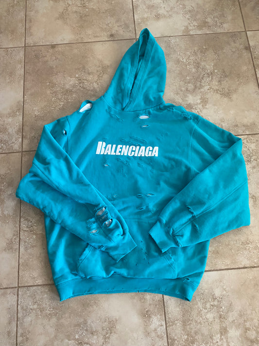 Balenciaga Destroyed Logo Hoodie