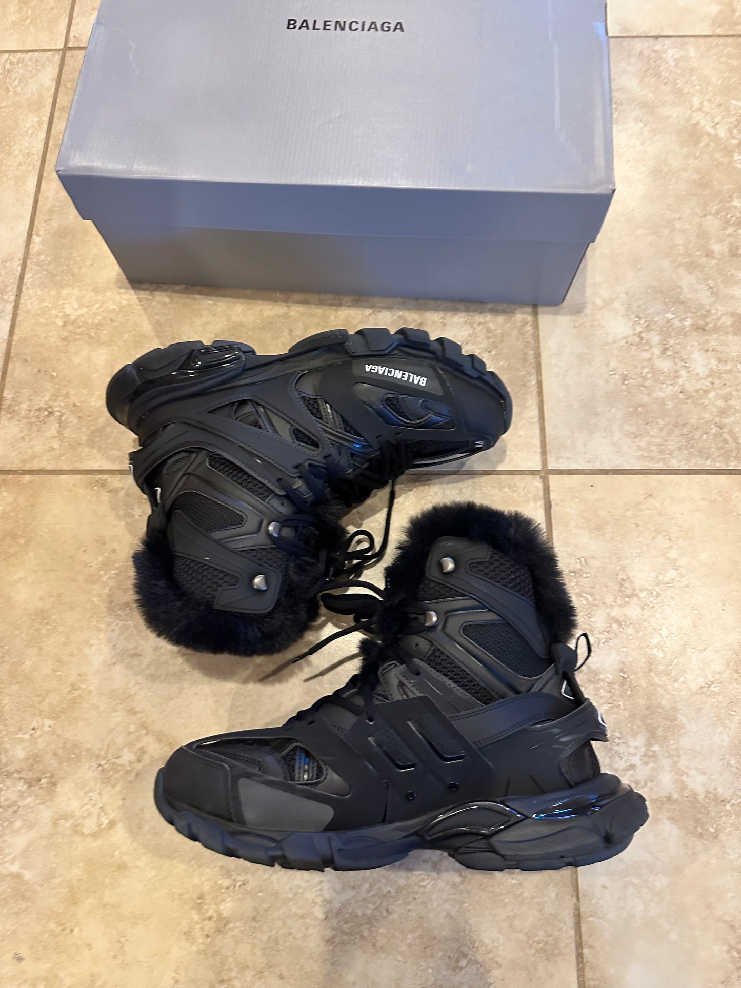 Balenciaga Track Hike High top fur Shoes