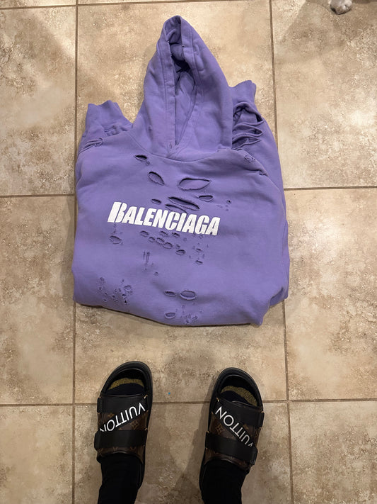 Balenciaga Destroyed Hoodie Purple