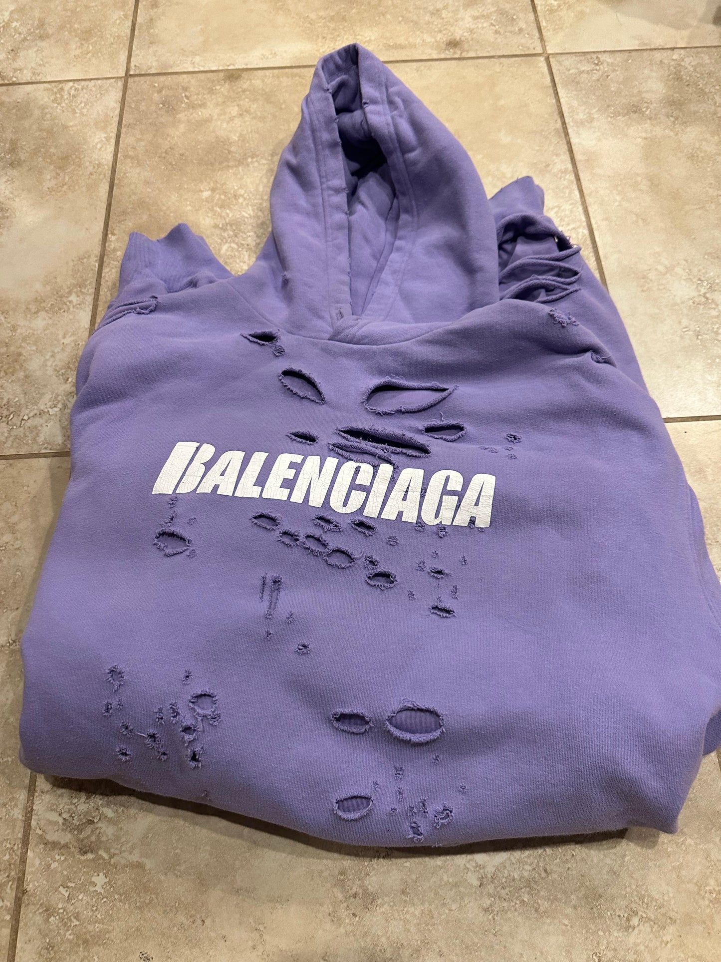 Balenciaga Destroyed Hoodie Purple