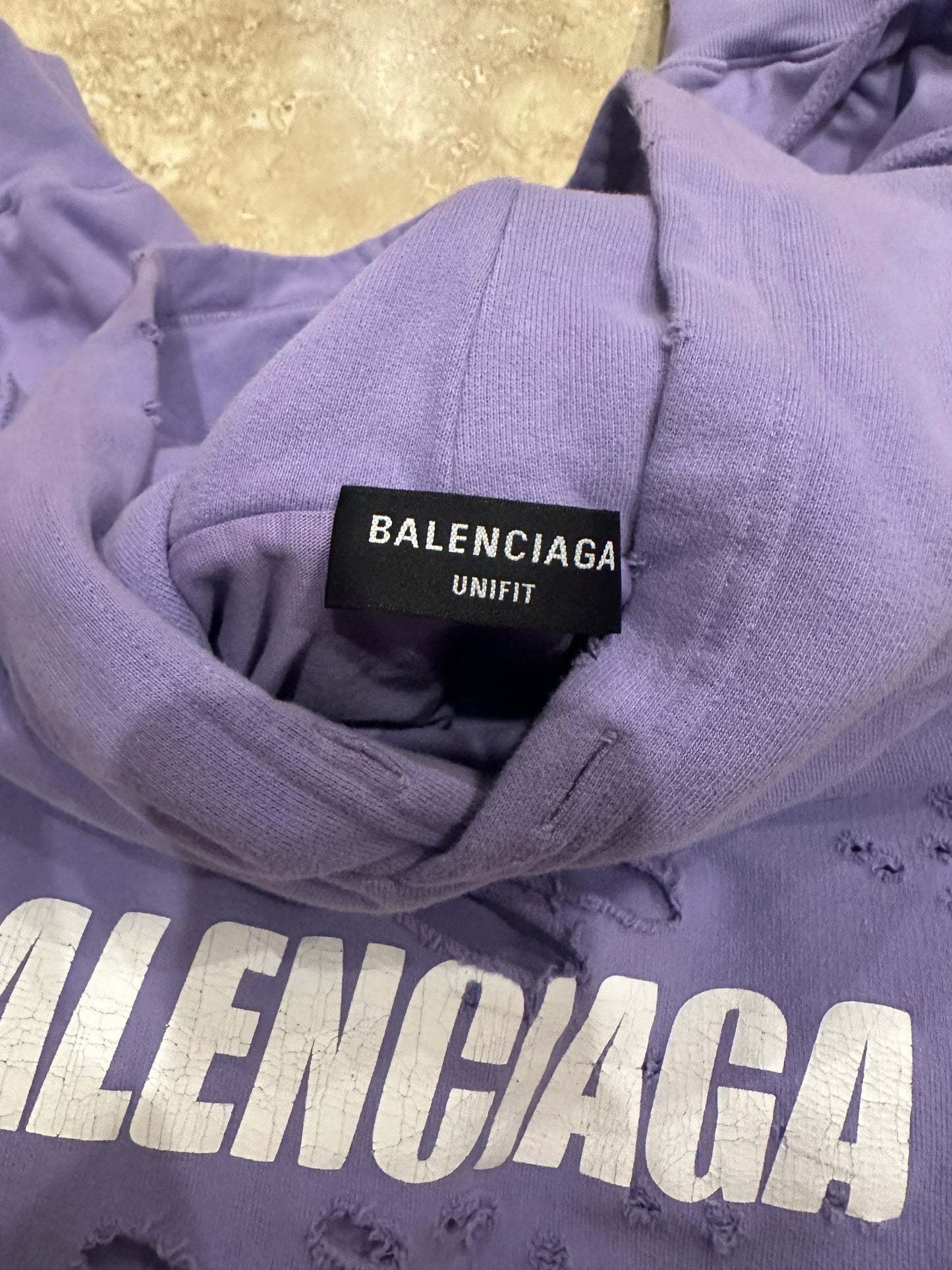 Balenciaga Destroyed Hoodie Purple