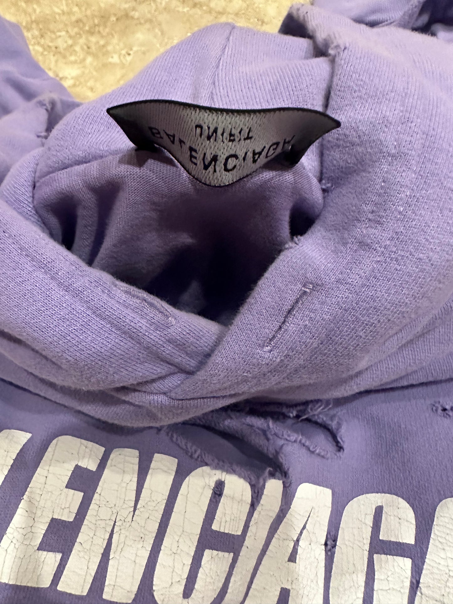 Balenciaga Destroyed Hoodie Purple