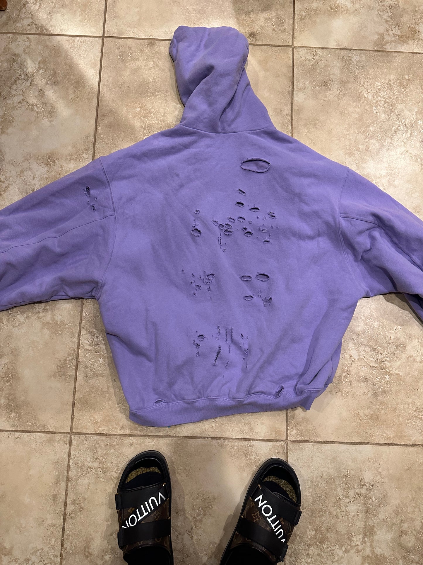 Balenciaga Destroyed Hoodie Purple