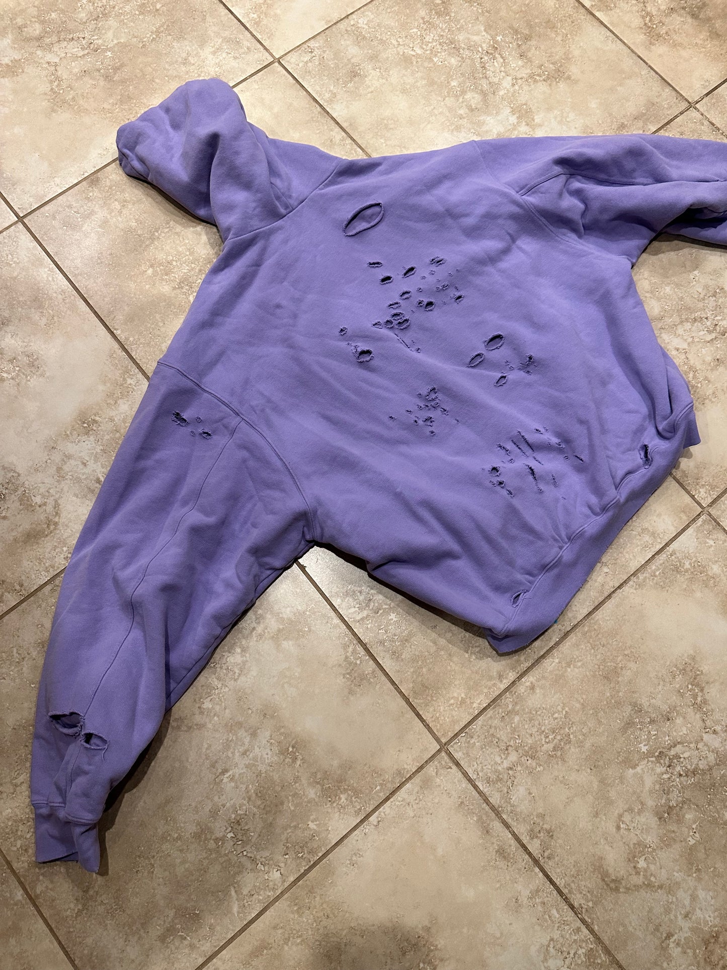 Balenciaga Destroyed Hoodie Purple